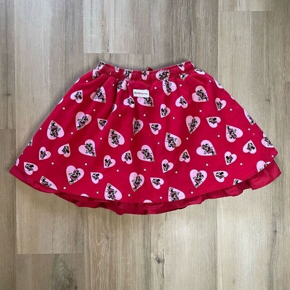 🖤 Disney Girls Minnie Mouse Heart Corduroy Skirt Skort Large Red Pink - Picture 5 of 6